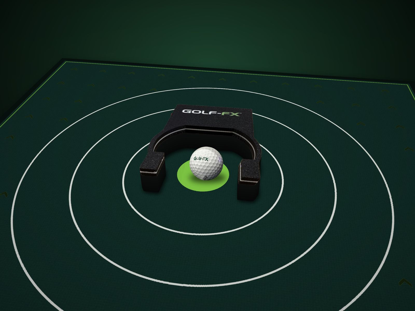Smart Cup Arch lying flat on the bullseye of a target putting mat